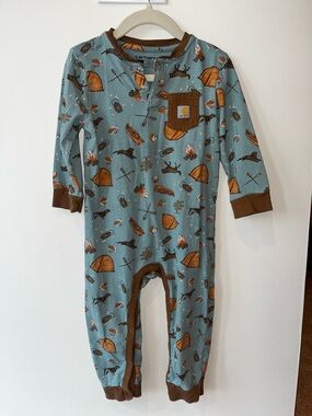 Carhartt Blue One-Piece with Brown Trim & Camping Print
